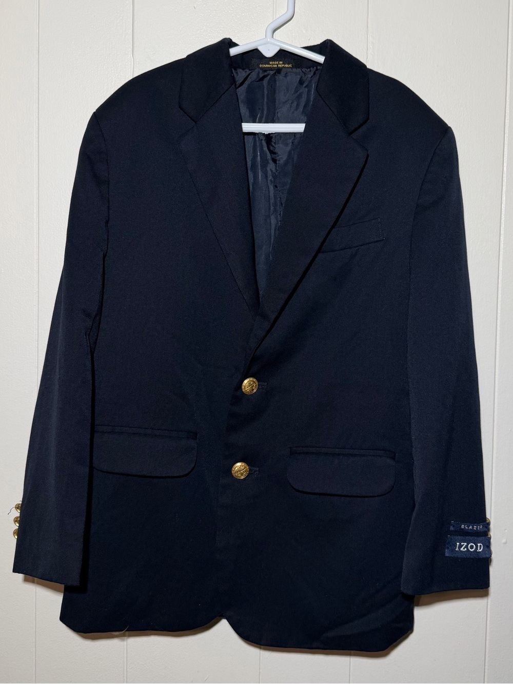 Izod Navy Two-Button Sport Coat with Gold Buttons